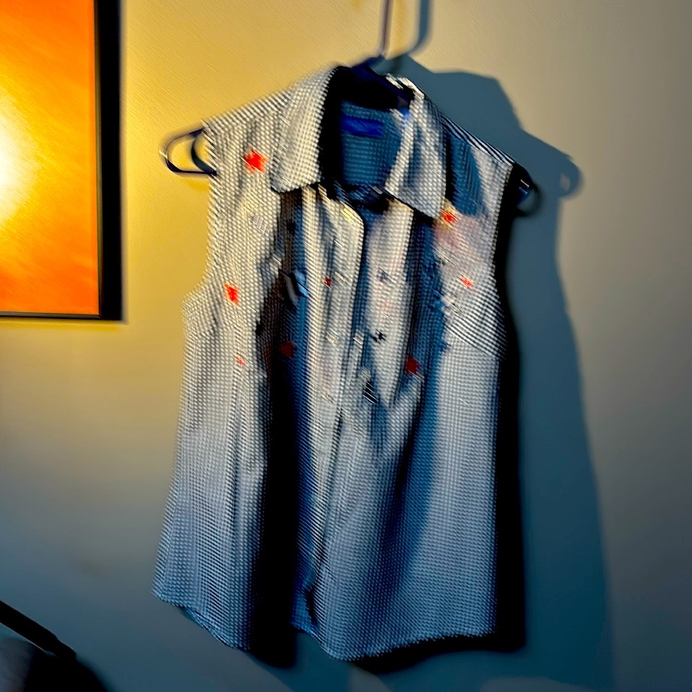 Karen Scott Black and White Casual Button Down Shirt